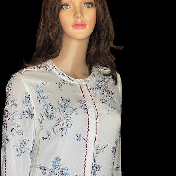 New!Antik Batik embellished holly ivory tunic size S - Picture 6 of 16